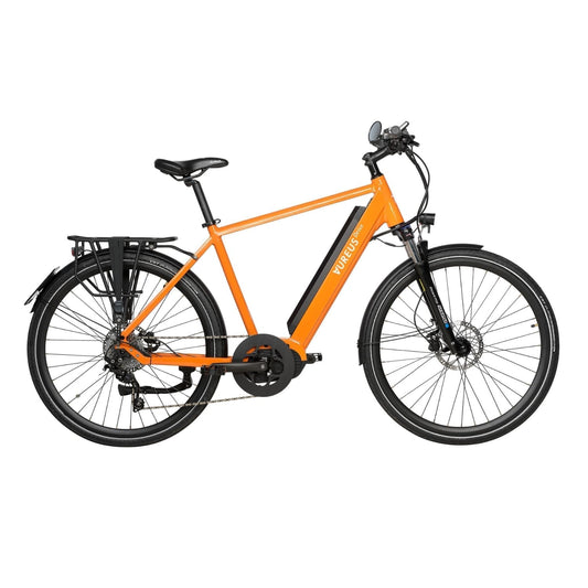 AureusDrive Classic E-Bike Orange mit hohem Einstieg und Kettenantrieb.