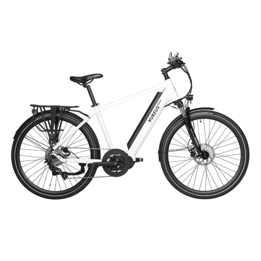 AureusDrive Classic E-Bike Weiss mit hohem Einstieg und Kettenantrieb.