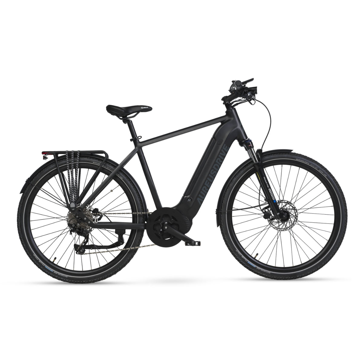 AureusDrive DailyDrive E-Bike Schwarz mit hohem Einstieg und Kettenantrieb für Alltag und Pendler.