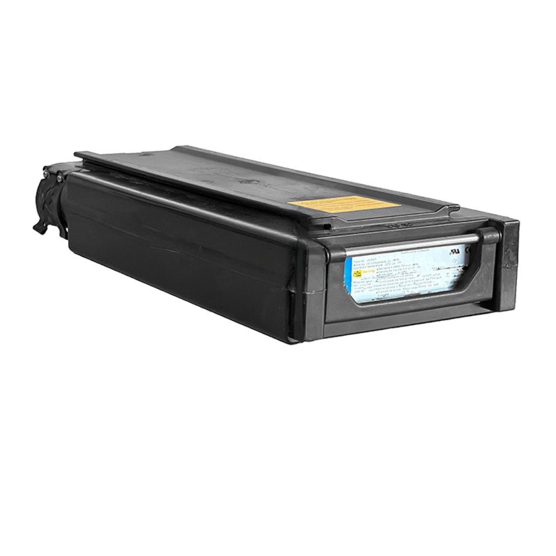 Haneride HTB-BL0336104CN-B 36V 10.4Ah 374Wh Gepäckträgerakku auf reinweißem Hintergrund
