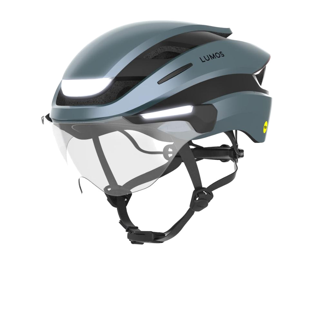 Lumos Ultra Fahrradhelm – Space Blue, M/L auf reinweißem Hintergrund