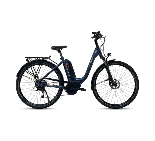 Stoke E-Classic E-Bike in Blau, Tiefeinsteiger Rahmengrösse 49 cm, 25 km/h – Seitenansicht