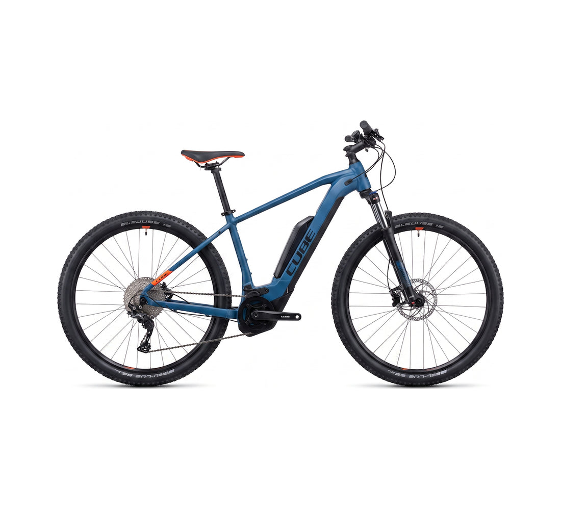 Cube Acid Hybrid ONE 400 E-Mountainbike in Blau, Hardtail mit Bosch-Antrieb, 25 km/h – Seitenansicht