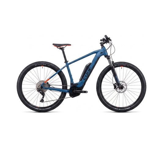 Cube Acid Hybrid ONE 400 E-Mountainbike in Blau, Hardtail mit Bosch-Antrieb, 25 km/h – Seitenansicht