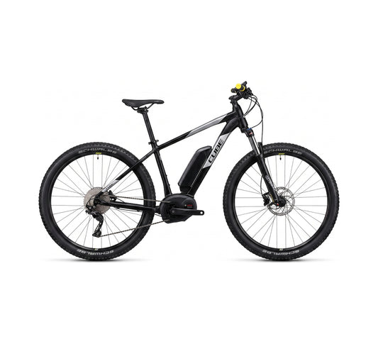 Cube Reaction Hybrid Pro E-Mountainbike in Schwarz, Hardtail mit Bosch-Antrieb, 25 km/h – Seitenansicht
