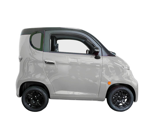 Aufgearbeitetes Elektromobil iLARK in Silber, kompakter Elektro-Kleinstwagen, 20 km/h – Seitenansicht